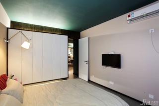 北欧风格三居室白色110平米卧室床图片