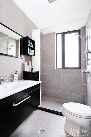 北欧风格三居室黑白110平米卫生间洗手台效果图