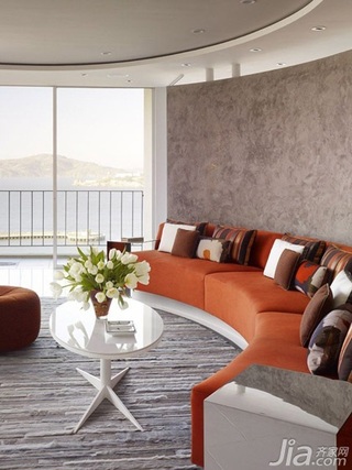 简约风格公寓橙色客厅沙发图片