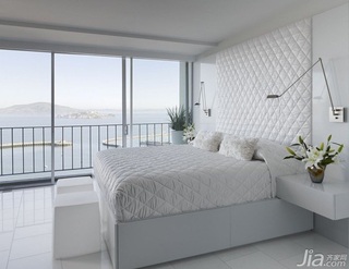 简约风格公寓温馨白色卧室床图片