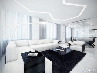 简约风格一居室大气黑白经济型客厅沙发效果图