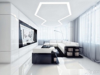 简约风格一居室黑白经济型客厅沙发效果图