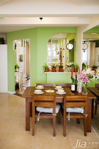 混搭风格二居室浪漫绿色110平米餐厅餐桌图片