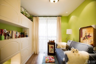 混搭风格二居室小清新绿色110平米书房背景墙沙发效果图