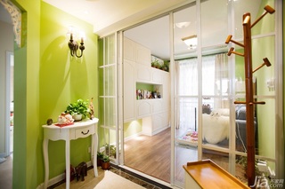 混搭风格二居室小清新绿色110平米门厅玄关柜效果图