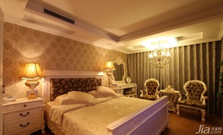 欧式风格二居室80平米卧室背景墙床效果图