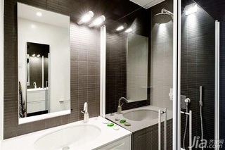 简约风格公寓大气黑白卫生间洗手台图片