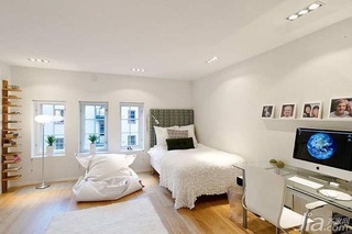 简约风格公寓舒适暖色调卧室床效果图