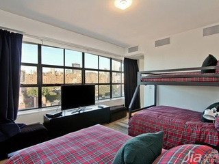 现代简约风格公寓红色卧室床图片