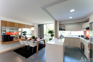 简约风格公寓简洁白色厨房餐桌图片