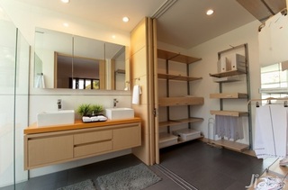 简约风格公寓简洁原木色卫生间洗手台效果图