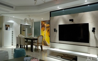 简约风格二居室130平米电视背景墙婚房家装图