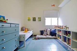 混搭风格小户型可爱蓝色儿童房儿童床效果图