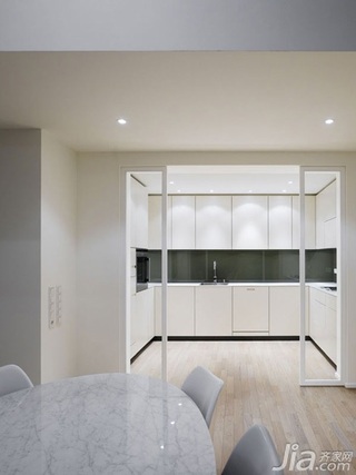 简约风格公寓实用白色厨房餐桌效果图