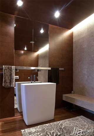 简约风格公寓简洁原木色140平米以上卫生间洗手台图片