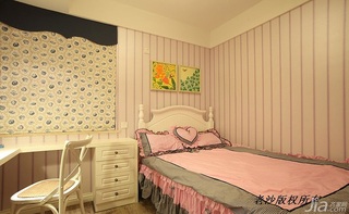三居室粉色20万以上90平米儿童房设计图纸
