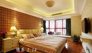 欧式风格二居室富裕型卧室卧室背景墙床效果图