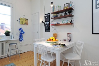 公寓简洁白色经济型厨房餐桌效果图
