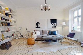 简约风格公寓简洁白色80平米客厅沙发图片