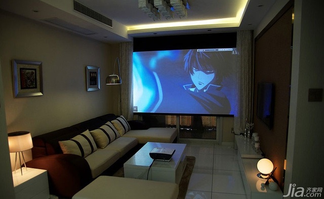 客厅设计投影仪 15万打造现代感小窝_齐家网装修效果图