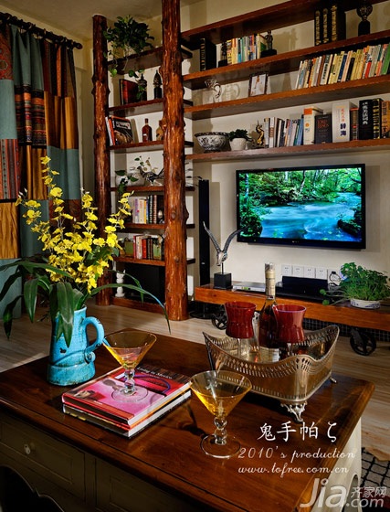 鬼手帕,三居室装修,100平米装修,豪华型装修,混搭风格,电视背景墙