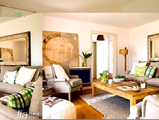田园风格一居室小清新经济型客厅沙发效果图