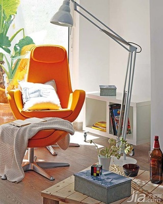 简约风格小户型小清新橙色客厅沙发图片
