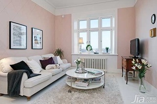 小户型粉色客厅背景墙沙发效果图