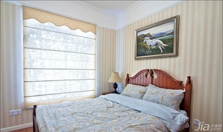 美式乡村风格三居室120平米卧室卧室背景墙壁纸图片