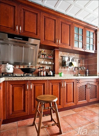 美式乡村风格三居室120平米厨房橱柜设计