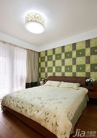 简约风格二居室90平米卧室卧室背景墙床效果图