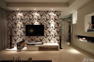 简约风格公寓80平米电视背景墙婚房设计图