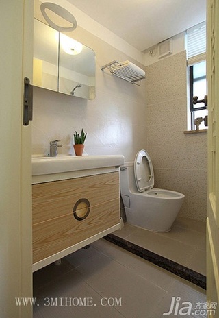三米设计混搭风格复式富裕型卫生间洗手台效果图