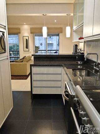 简约风格小户型实用黑白厨房橱柜设计