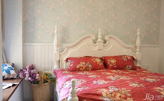 地中海风格二居室90平米卧室卧室背景墙床婚房家装图片