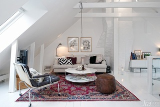 北欧风格公寓白色客厅沙发效果图