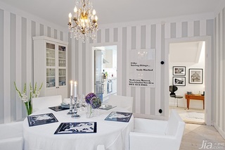 北欧风格公寓大气白色餐厅餐桌效果图