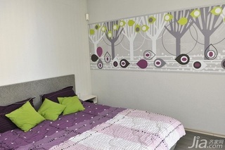 简约风格公寓温馨卧室卧室背景墙床图片