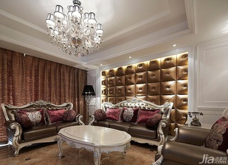 欧式风格三居室富裕型客厅沙发背景墙灯具图片