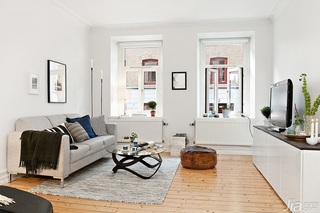简约风格小户型简洁白色客厅沙发图片