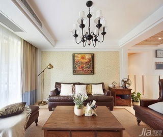 欧式风格四房富裕型沙发背景墙灯具效果图