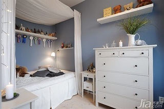 公寓小清新蓝色140平米以上儿童房卧室背景墙儿童床图片