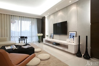 简约风格一居室黑白客厅电视背景墙沙发效果图