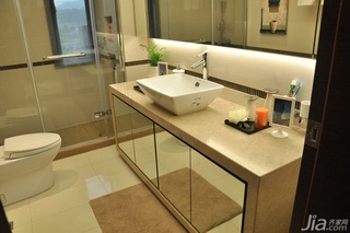 简约风格一居室简洁暖色调卫生间洗手台图片
