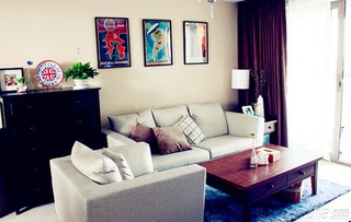 混搭风格二居室简洁经济型客厅沙发效果图