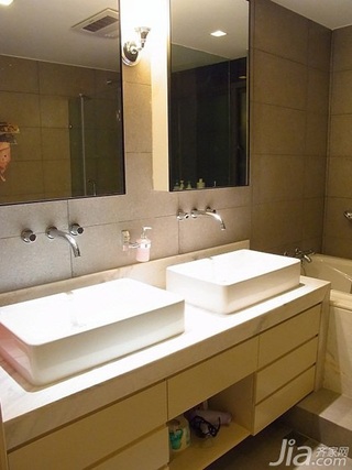简约风格公寓简洁140平米以上卫生间洗手台图片