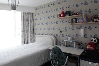 简约风格三居室可爱儿童房卧室背景墙儿童床图片