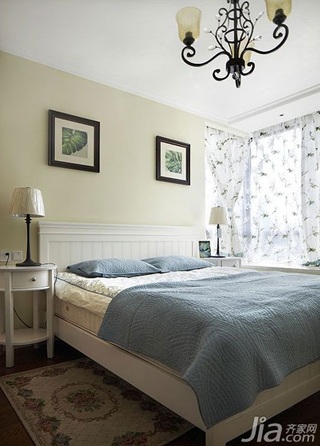 美式乡村风格二居室140平米以上卧室窗帘图片