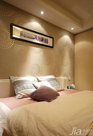 简约风格一居室温馨暖色调卧室卧室背景墙床效果图