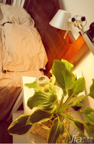 日式风格三居室小清新绿色5-10万卧室床效果图